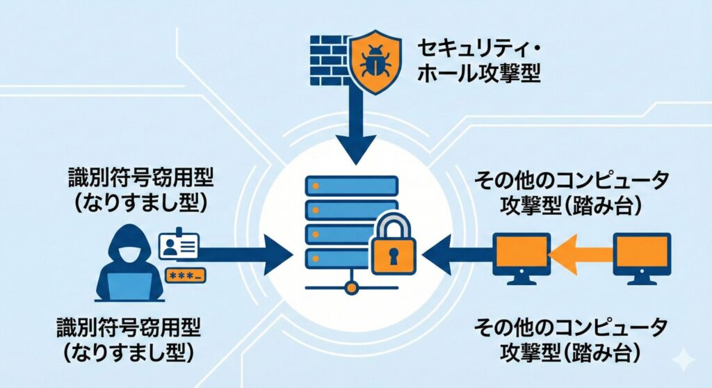 不正アクセス禁止法における不正アクセス行為の3類型の図解